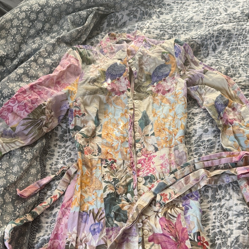 Zara Pastel Floral Button-Up Top in Pink, Lavender, Cream
